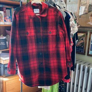 Old Navy Red and Black Oversized Plaid Shacket